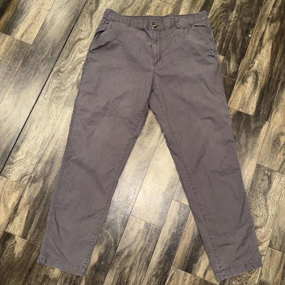 Eddie Bauer Pants‎ Mens 38x32 Gray Flat Front Chino Outdoor Hiking Casual Camp